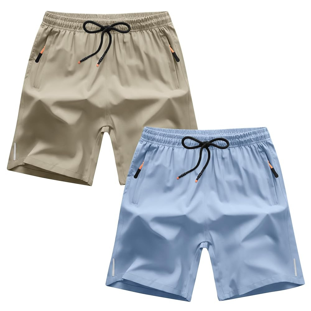 Boys Shorts Quick Dry Athletic Running Shorts with Zipper Pockets | Amazon (US)