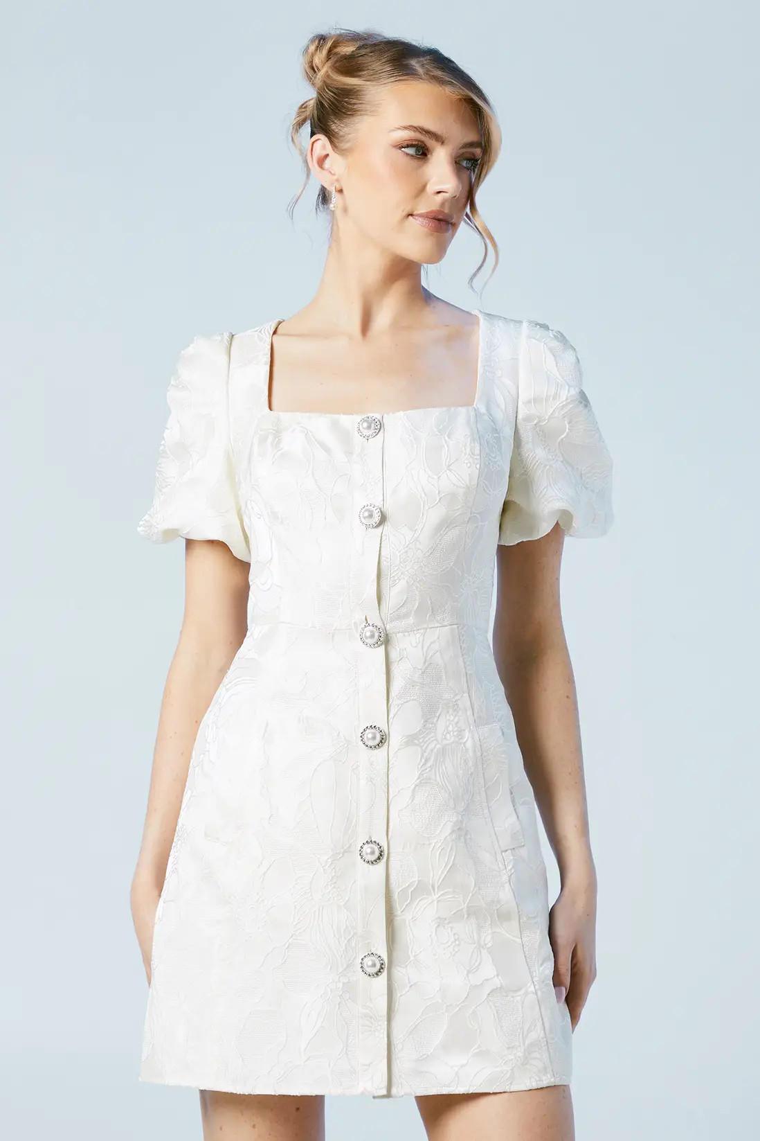 Dresses | Puff Sleeve Jewel Button Bridal Mini Dress | Coast | Debenhams UK