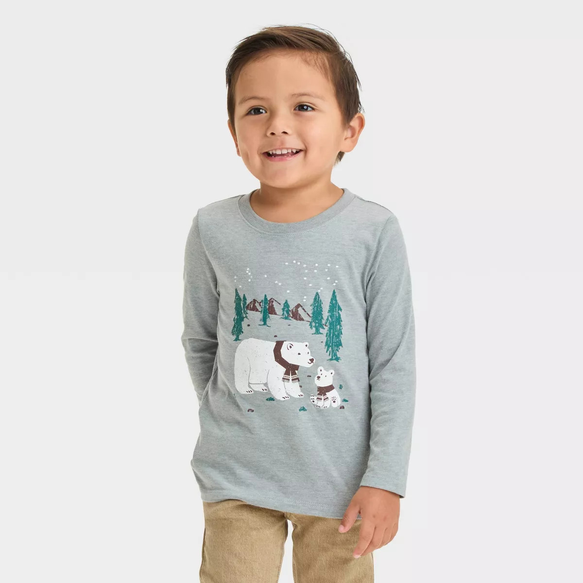 Toddler Boys' Long Sleeve Polar Bear Graphic T-Shirt - Cat & Jack™ Gray | Target