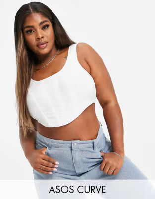 ASOS DESIGN Curve corset top in ivory | ASOS | ASOS (Global)