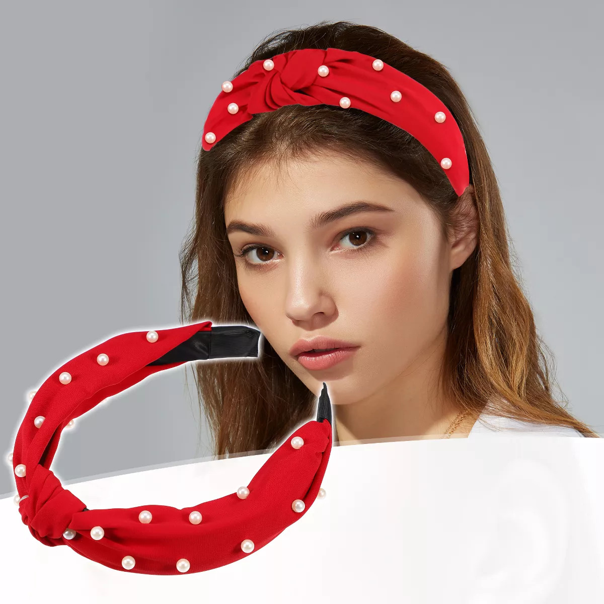 Unique Bargains Women's Satin Knotted Pearl Headband 1.1 Inch Wide 1 Pc | Target