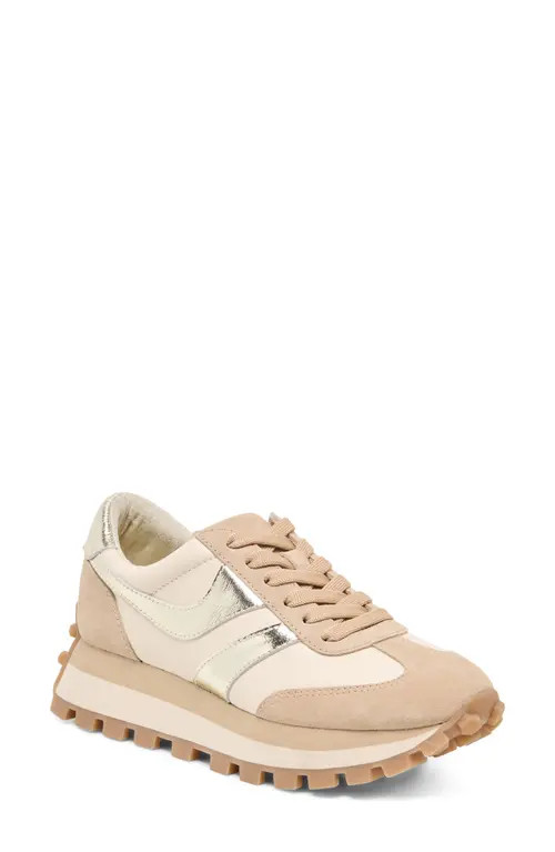 Dolce Vita Tresa Snaker in White/gold Suede at Nordstrom, Size 8 | Nordstrom