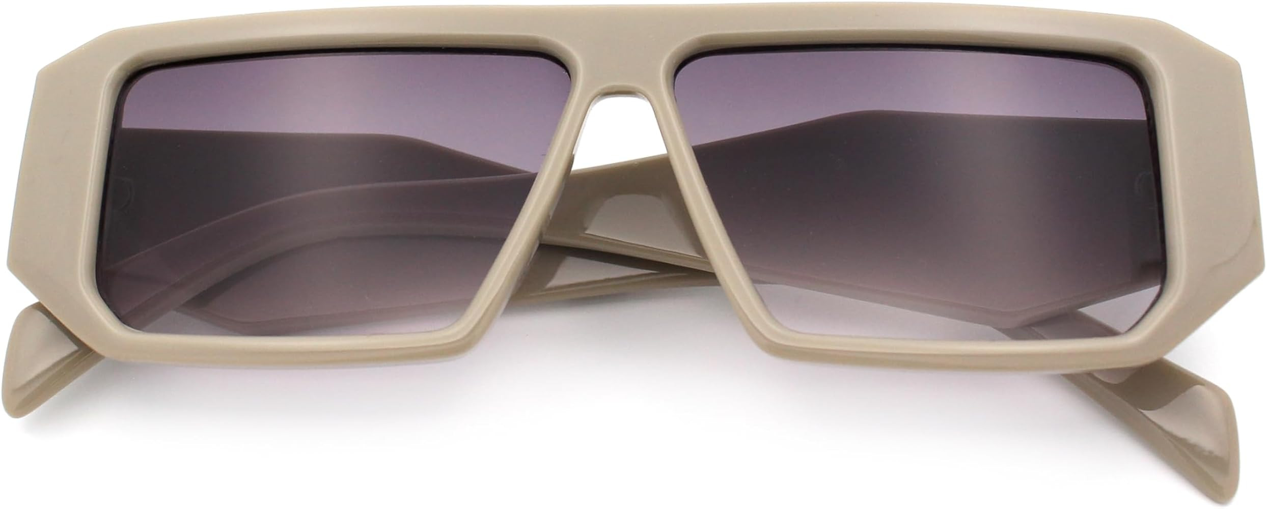 Womens Mod Flat Top Square Rectangle Beveled Diamond Cut Arm Plastic Sunglasses | Amazon (US)