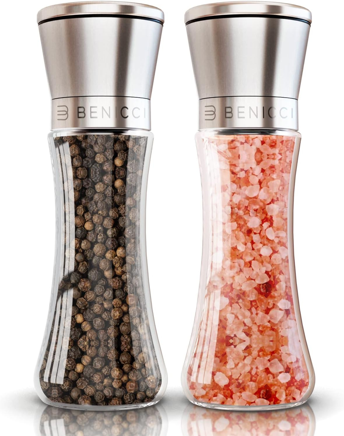 Premium Salt and Pepper Grinder Set of 2, Refillable Stainless Steel Mills | Amazon (US)