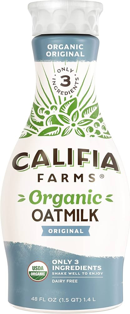 Califia Farms - Organic Original Oat Milk, 48 Oz, Dairy Free, Plant Based, Vegan, Non GMO, USDA O... | Amazon (US)