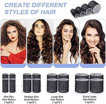 Rollers Hair Curlers 28 Pcs Set with 16Pcs Hair Curlers 4 Sizes (4 Jumbo Hair Rollers, 4 Large Ha... | Amazon (US)