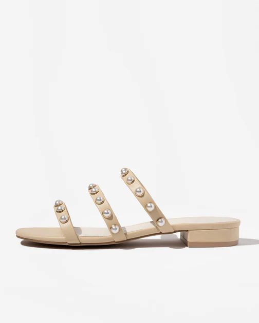 Athena Pearl Embellished Sandal - Beige | VICI Collection
