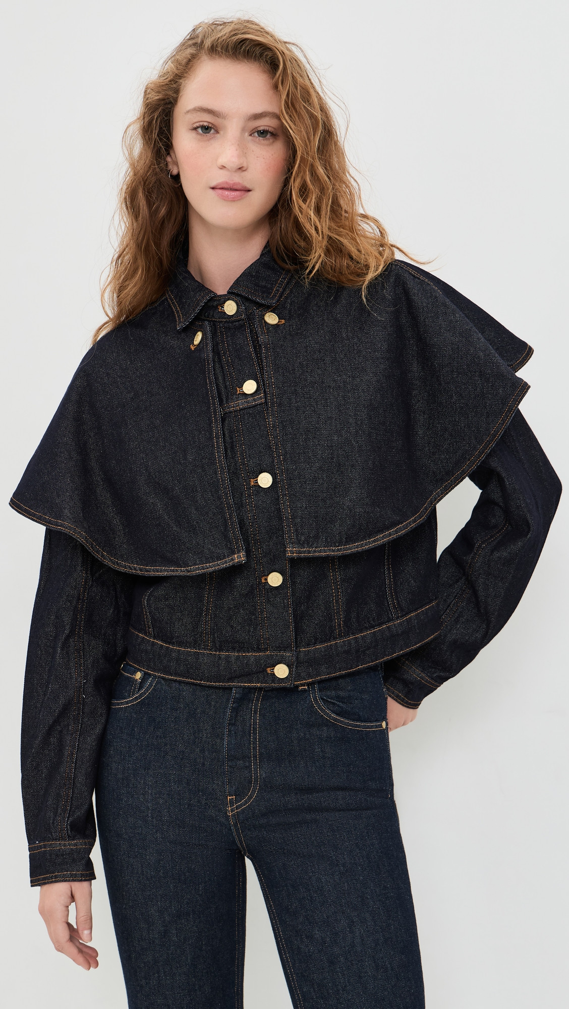 Line & Dot Roxie Cape Jacket Indigo M | Shopbop