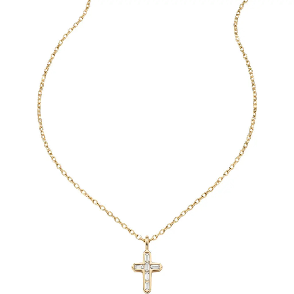 Argento Vivo Sterling Silver Baguette Cross Necklace in Gold at Nordstrom | Nordstrom