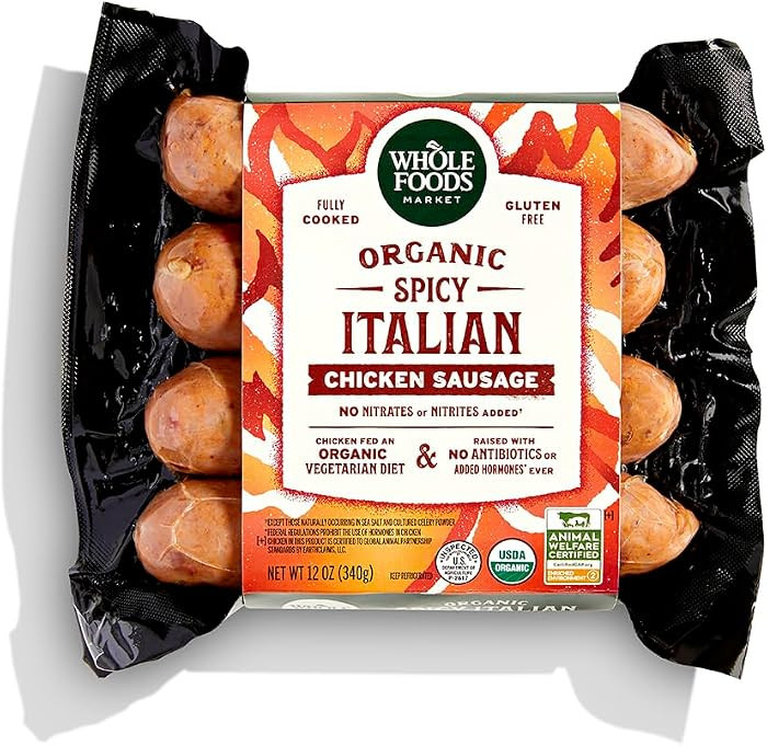 Whole Foods Market Organic Spicy Italian Chicken Sausage, 12 OZ | Amazon (US)