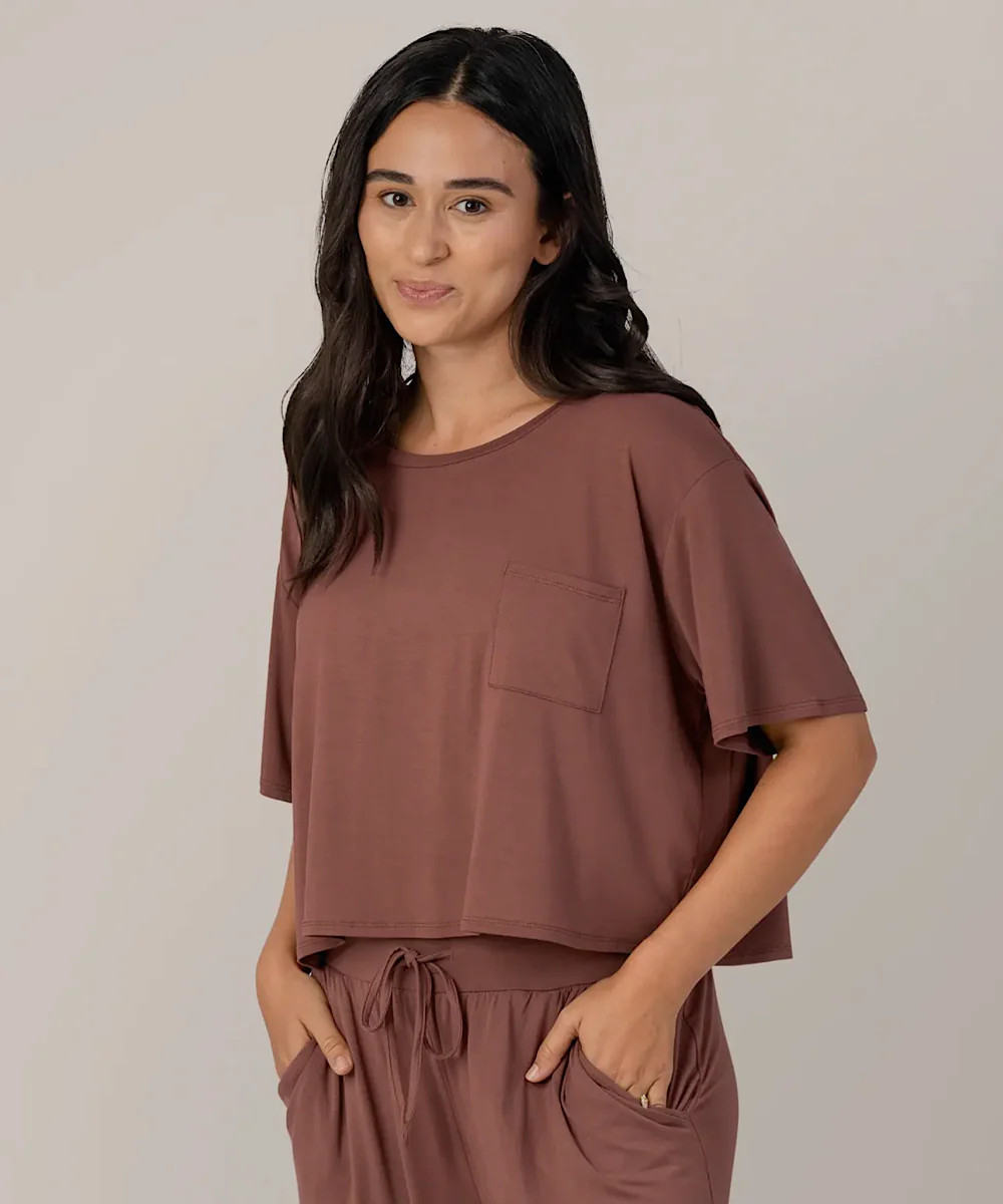 Aria Bamboo Casual Cropped Short Sleeve Top | Bump City Nashville