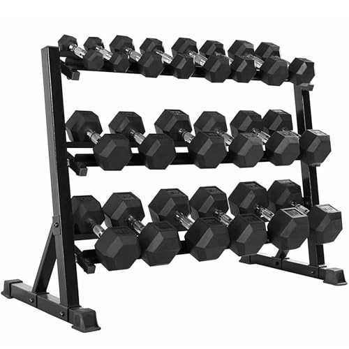 350 lb Weight Dumbbell Set with Rack of 6 Pairs, Rubber Encased Hex Dumbbell with Rack, Hand Weights Set for Women Men, Complete Weight Set Barbell Coated for Exercise Training, Weight Storage Rack | Amazon (US)