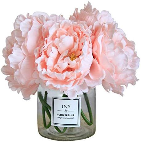 Tinsow Artificial Peony for Home Decoration, 5 Pcs Faux Peonies for Wedding Decoration, Silk Flow... | Amazon (US)