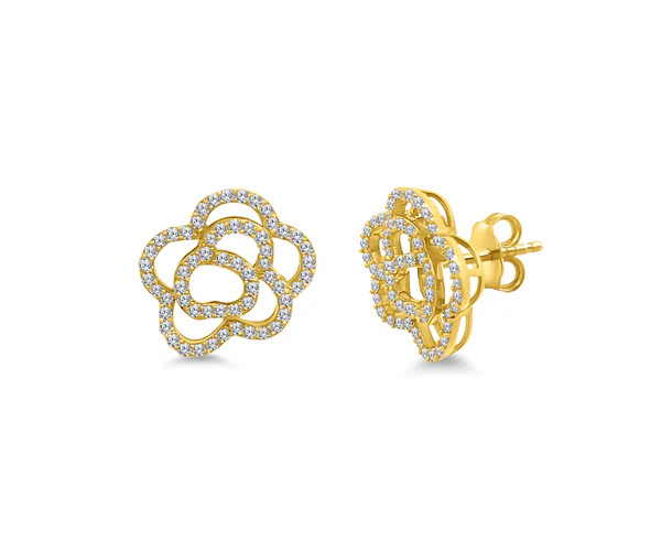 Diamond Rose Studs | LINDSEY LEIGH JEWELRY