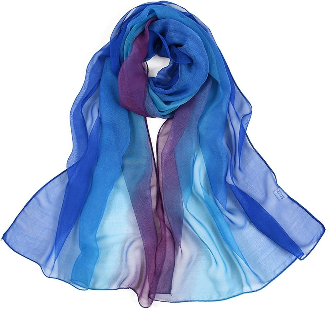Womens Lightweight Gradient Color Chiffon Long Scarves, Soft Silky Fashion Scarf Shawls Wrap for ... | Amazon (US)