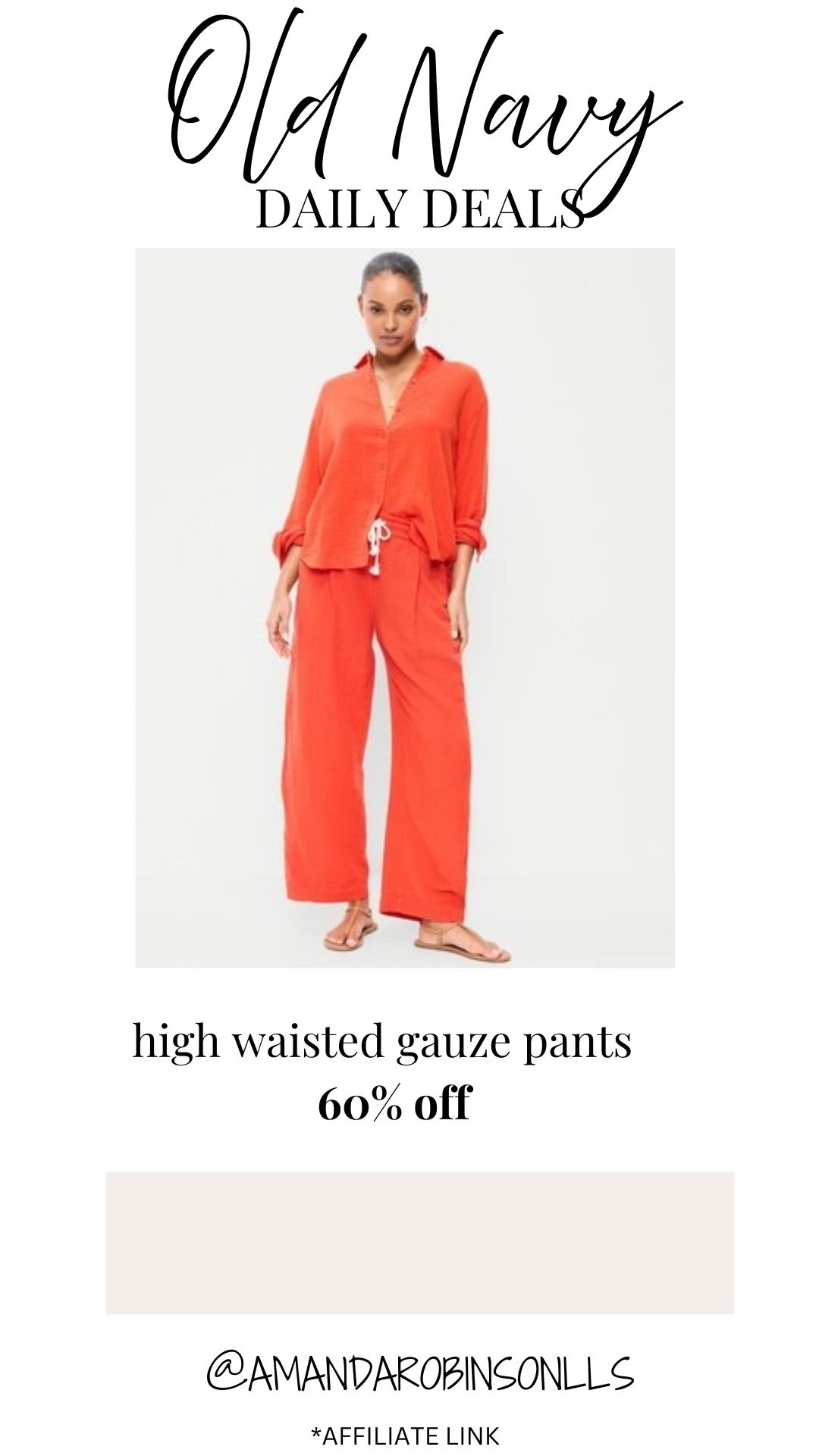 Old navy daily deals
High waisted gauze pants 

#LTKSaleAlert