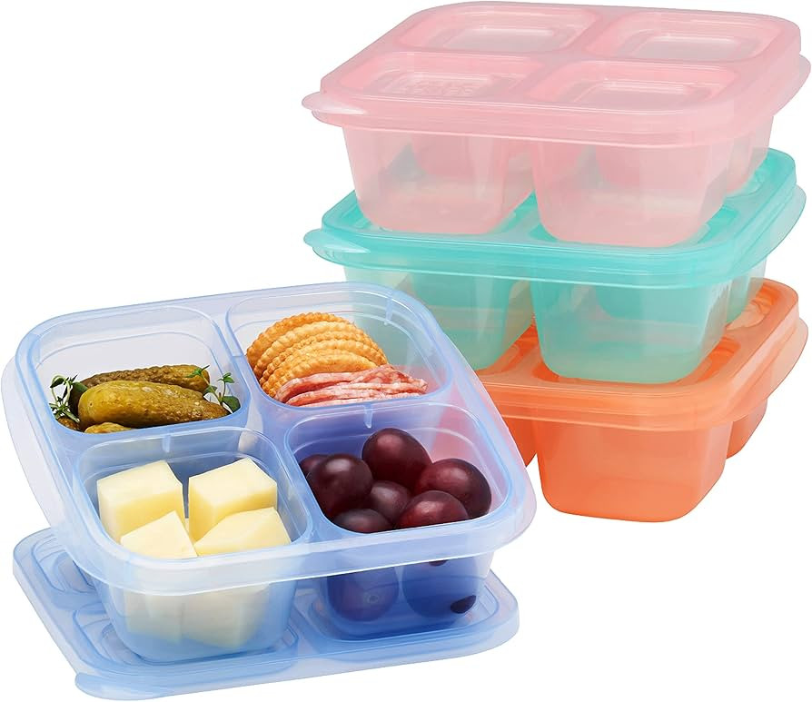 EasyLunchboxes - Bento Snack Boxes - Reusable 4-Compartment Food Containers for School, Work and ... | Amazon (US)