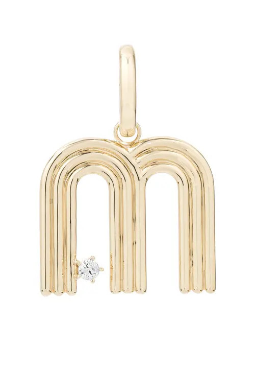 Adina Reyter Groovy Initial Diamond Pendant Charm in Yellow Gold - M at Nordstrom | Nordstrom