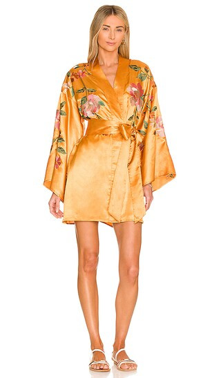 x REVOLVE Mika Kimono Mini Dress in Burgundy Multi | Revolve Clothing (Global)