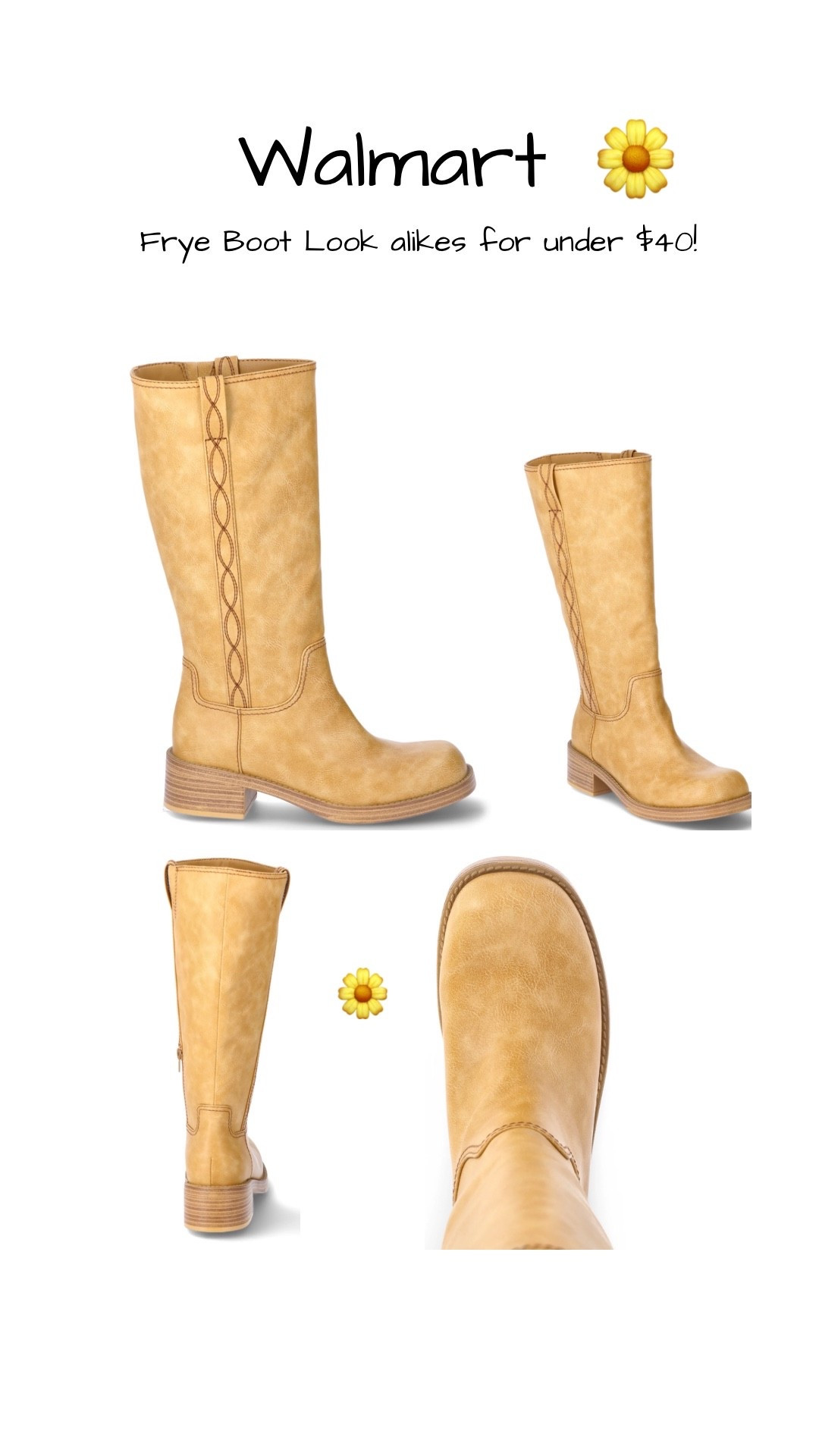 Look alike Frye Boots at Walmart for under $40! Perfect for fall or a country concert this summer! 

#LTKFindsUnder50 #LTKStyleTip #LTKShoeCrush