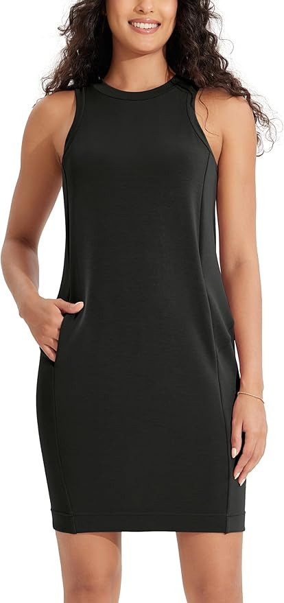 ODODOS Modal Soft Loose Tank Dress for Women Casual Sleeveless Sundress with Kangaroo Pocket Summ... | Amazon (US)