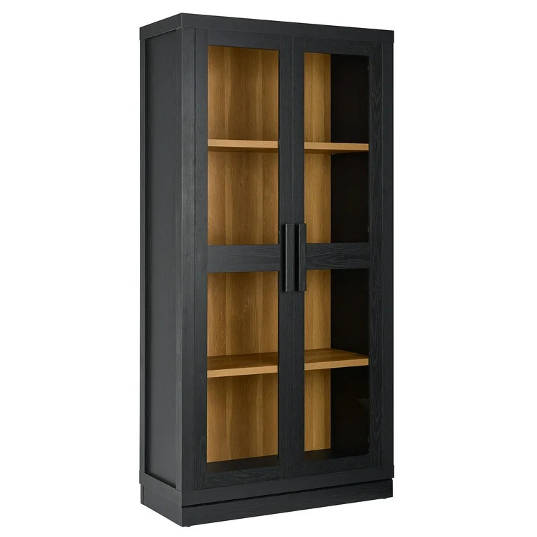 Better Homes & Gardens Ezra Glass Door Storage Accent Cabinet, Rich Black finish | Walmart (US)