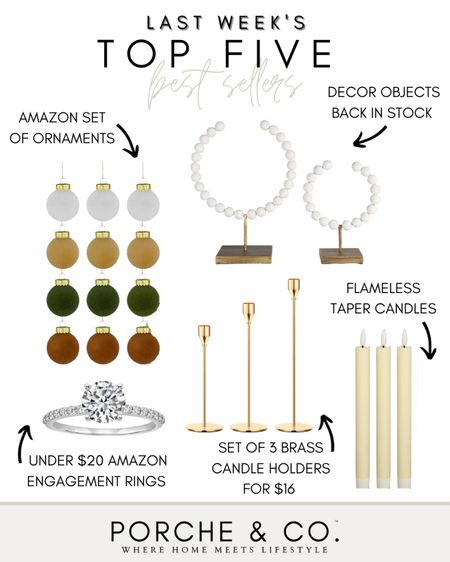 Best sellers, weekly top sellers, holiday home decor, decor objects, Amazon home decor, brass candle holders, flameless candles, Amazon holiday decor, Amazon ornaments, velvet ornaments

#LTKHoliday #LTKsalealert #LTKhome