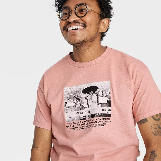 Pride Adult Marsha and Sylvia PHLUID Project Short Sleeve T-Shirt - Pink | Target