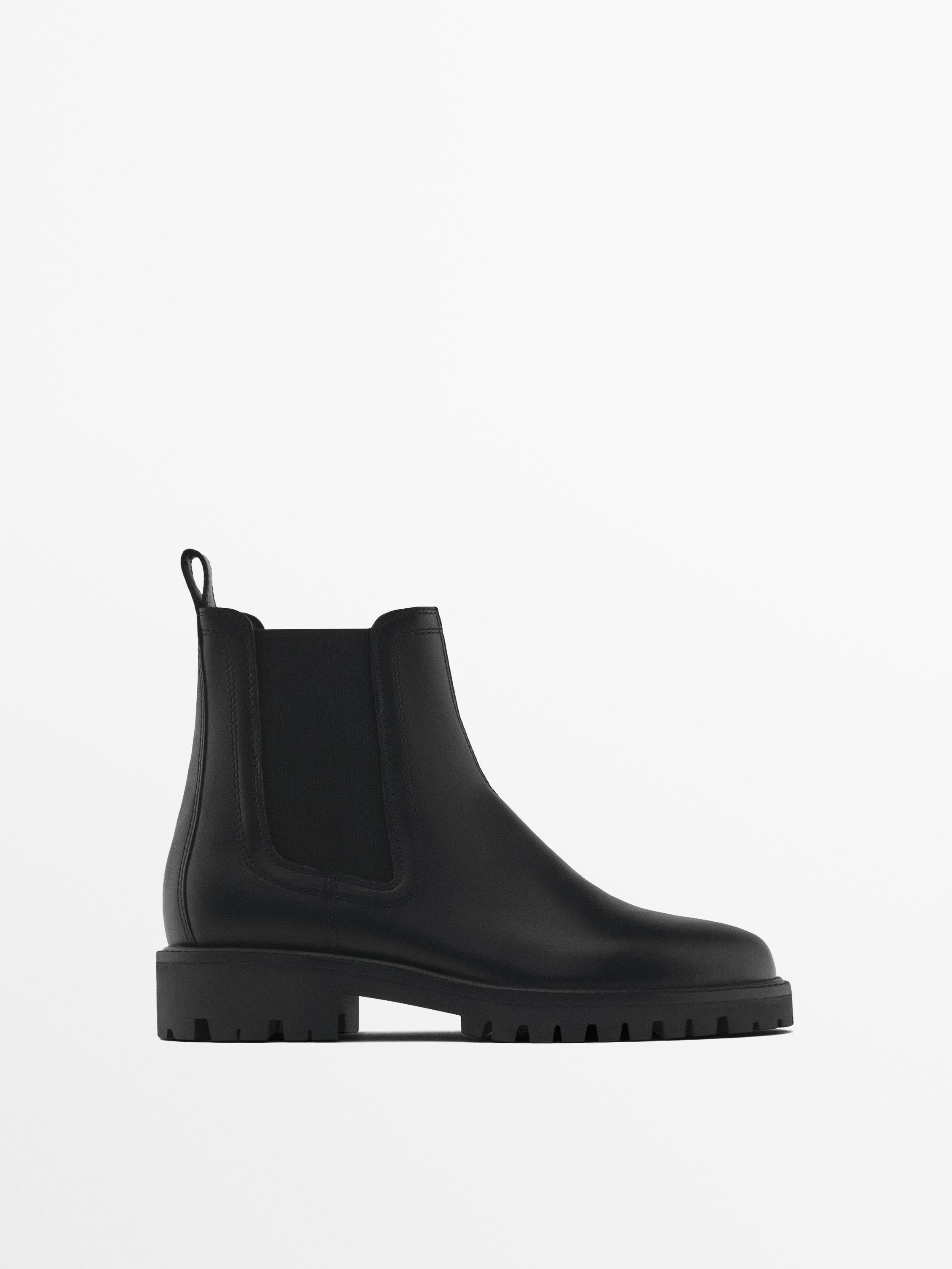 Leather stretch ankle boots | Massimo Dutti US
