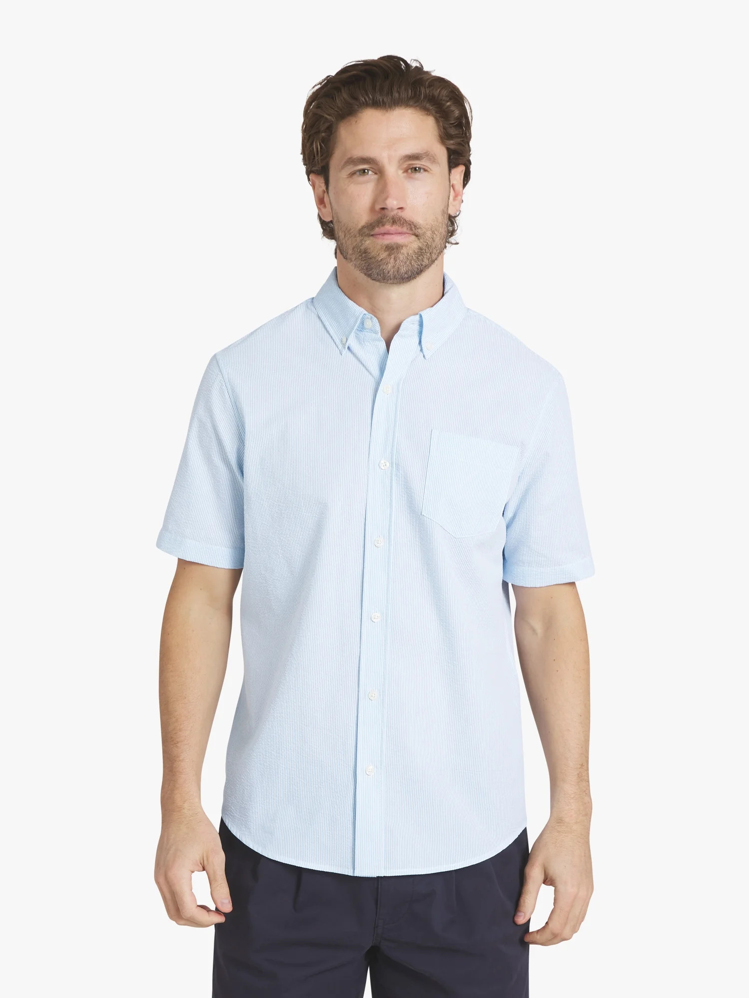 Chaps Men's Seersucker Short Sleeve Woven Shirt, Sizes, S-2XL | Walmart (US)