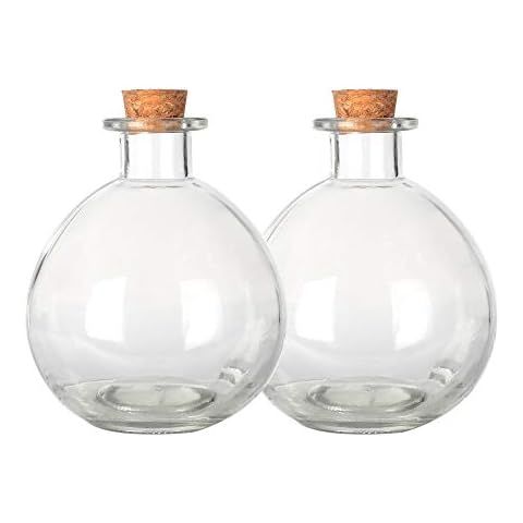 Nakpunar 6 pcs Spherical Glass Bottles with Cork Bottle Stopper (6, 8.5 oz Clear) | Amazon (US)