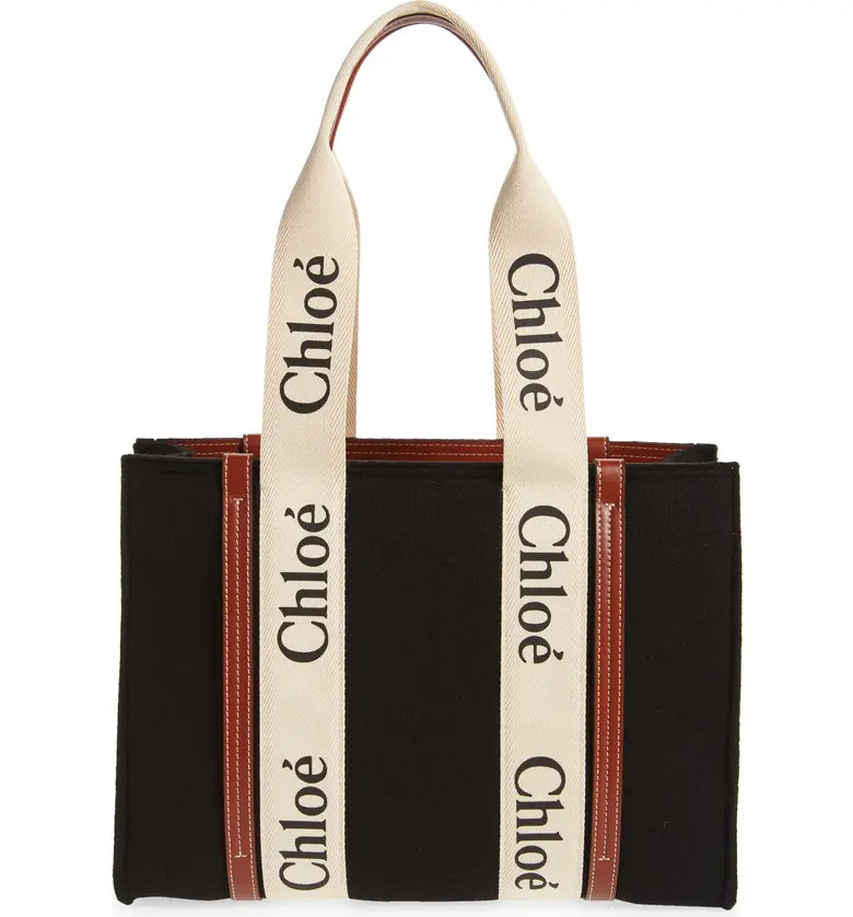 Medium Woody Logo Strap Wool Tote | Nordstrom