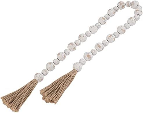 GENMOUS & CO. Wood Bead Garland with Tassels Farmhouse Decorative Wooden Beads Garland Decor Pray... | Amazon (US)