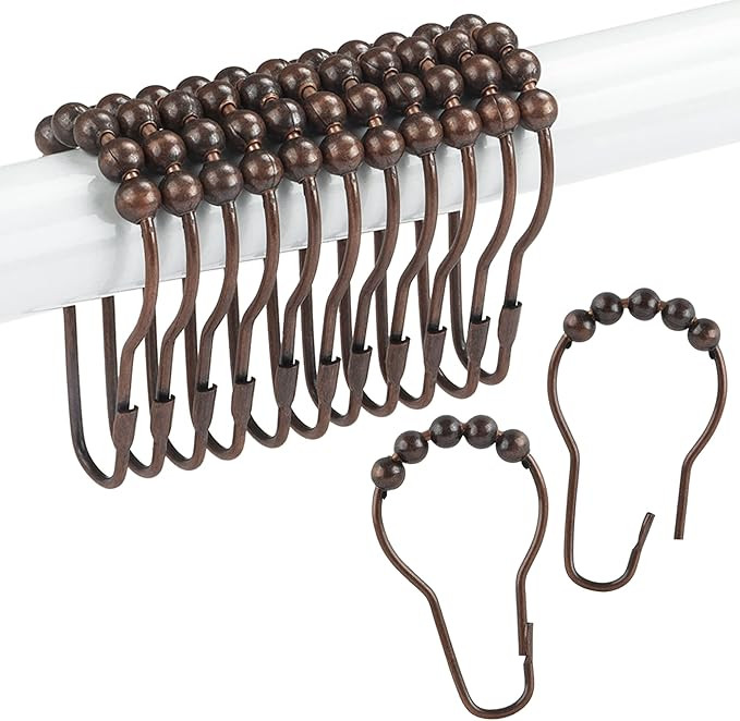 Shower Curtain Hooks Rings, Rustproof Metal Shower Curtain Rings for Bathroom Shower Rods Curtain... | Amazon (US)