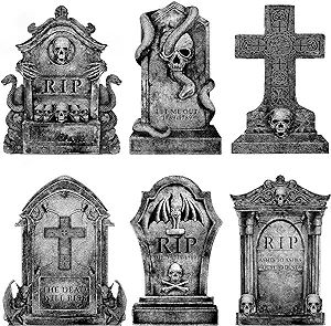Halloween Decorations Outdoor Graveyard Tombstones: 6ct Large Tombstones Halloween Decor Yard Sig... | Amazon (US)