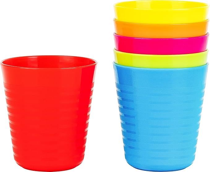 PLASKIDY Kids Plastic Cups - Set of 6 Kids Cups 8 Oz - Children's Drinking Tumbler Cups - Reusabl... | Amazon (US)