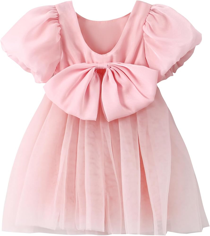 Toddler Girls Tutu Dress Puff Sleeve Backless Twirly Flared Birthday Party Princess Flower Girl D... | Amazon (US)