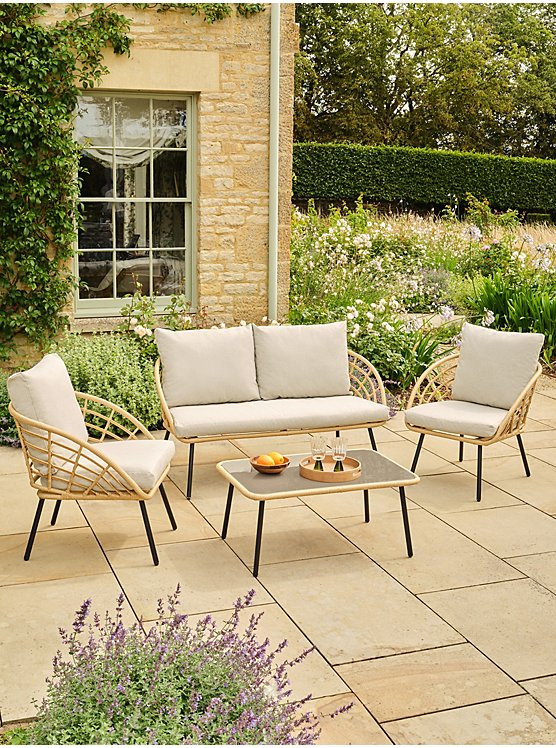 Mykonos Rattan 4 Piece Outdoor Sofa Set | George