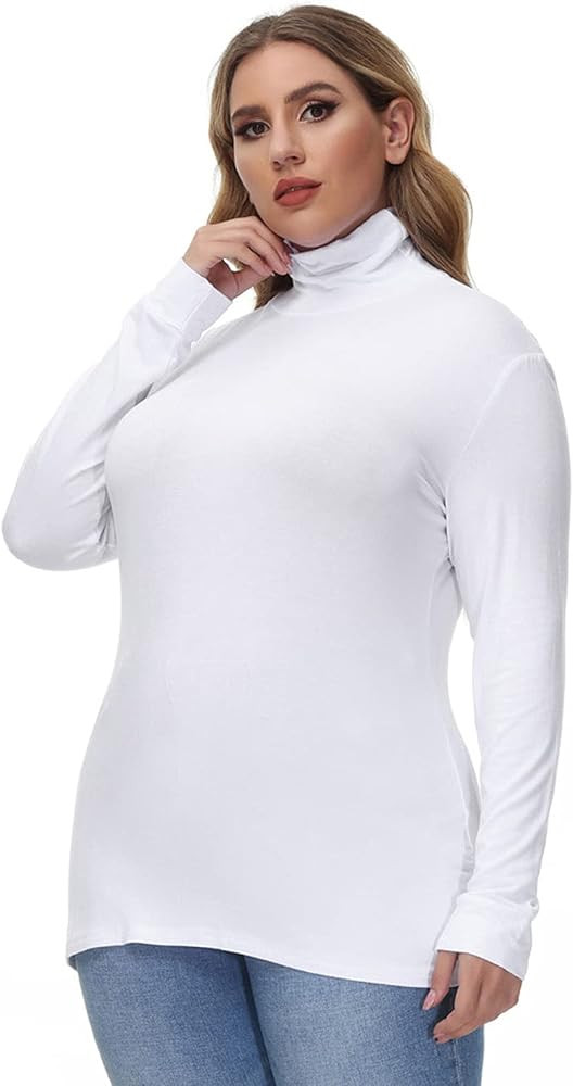 Hanna Nikole Womens Plus Size Turtleneck Long Sleeve Shirts Ultra-Soft Stretchy Mock Neck Base La... | Amazon (US)
