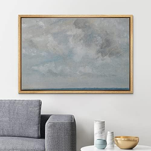 SIGNLEADER Framed Canvas Print Wall Art Pastel Blue Gray Watercolor Cloudy Sky Abstract Shapes Illus | Amazon (US)