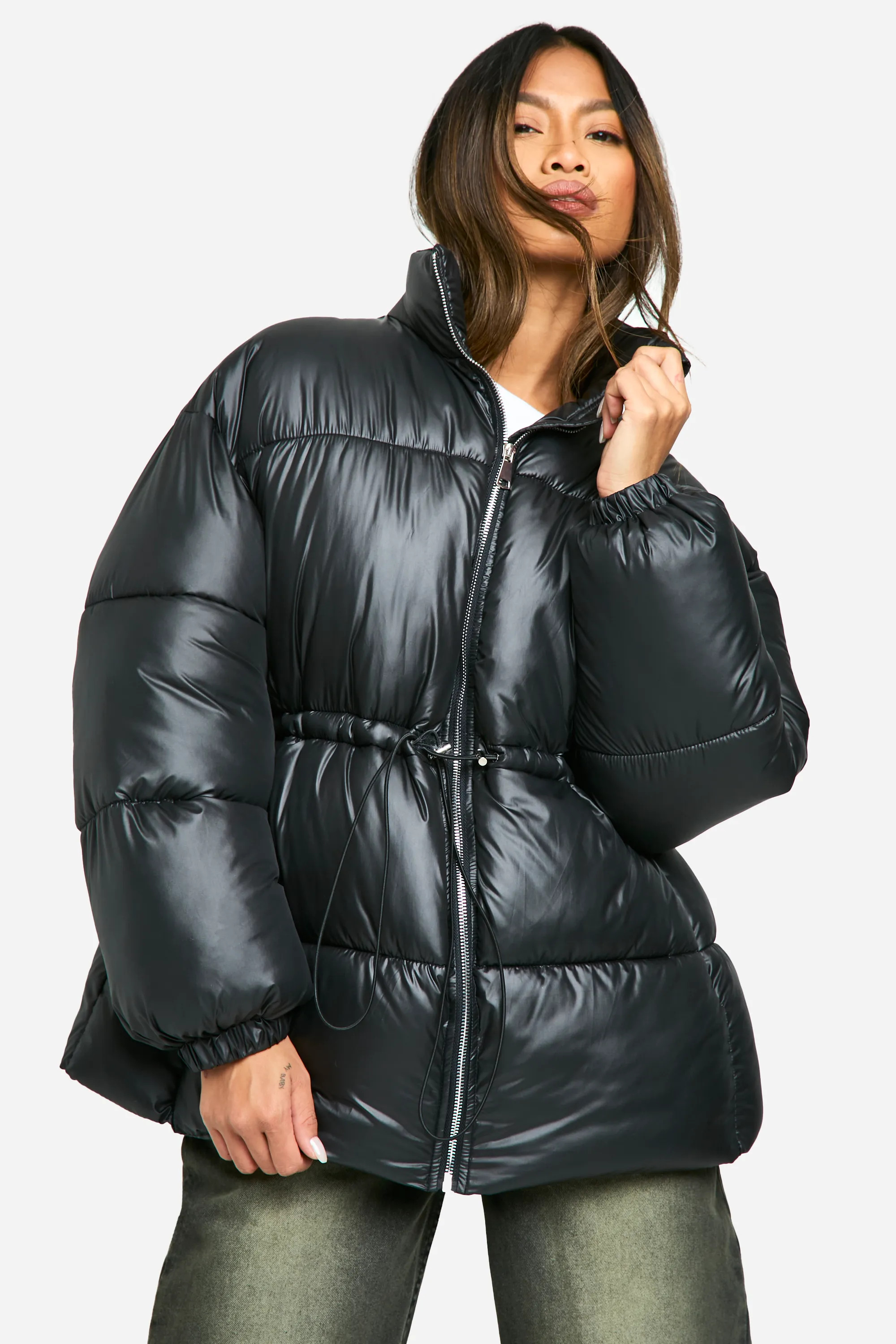 Cinched Waist Puffer Jacket | Boohoo.com (UK & IE)
