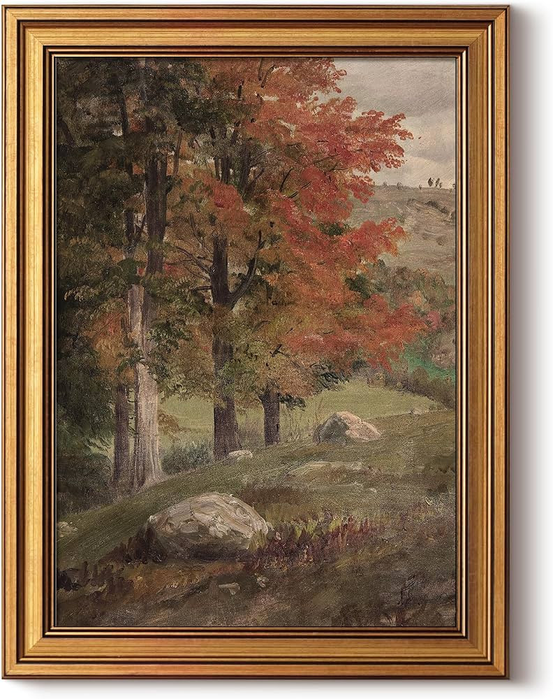 HUARCEY Vintage Framed Canvas Wall Art, Fall Birch Art Prints, 12x16 Inch | Amazon (US)