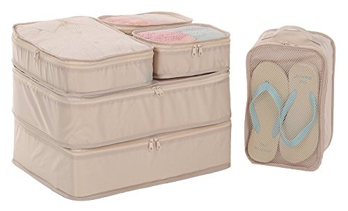 JJ POWER Travel Packing Cubes, Luggage Organizers with Shoe Bag (Cream) | Amazon (US)