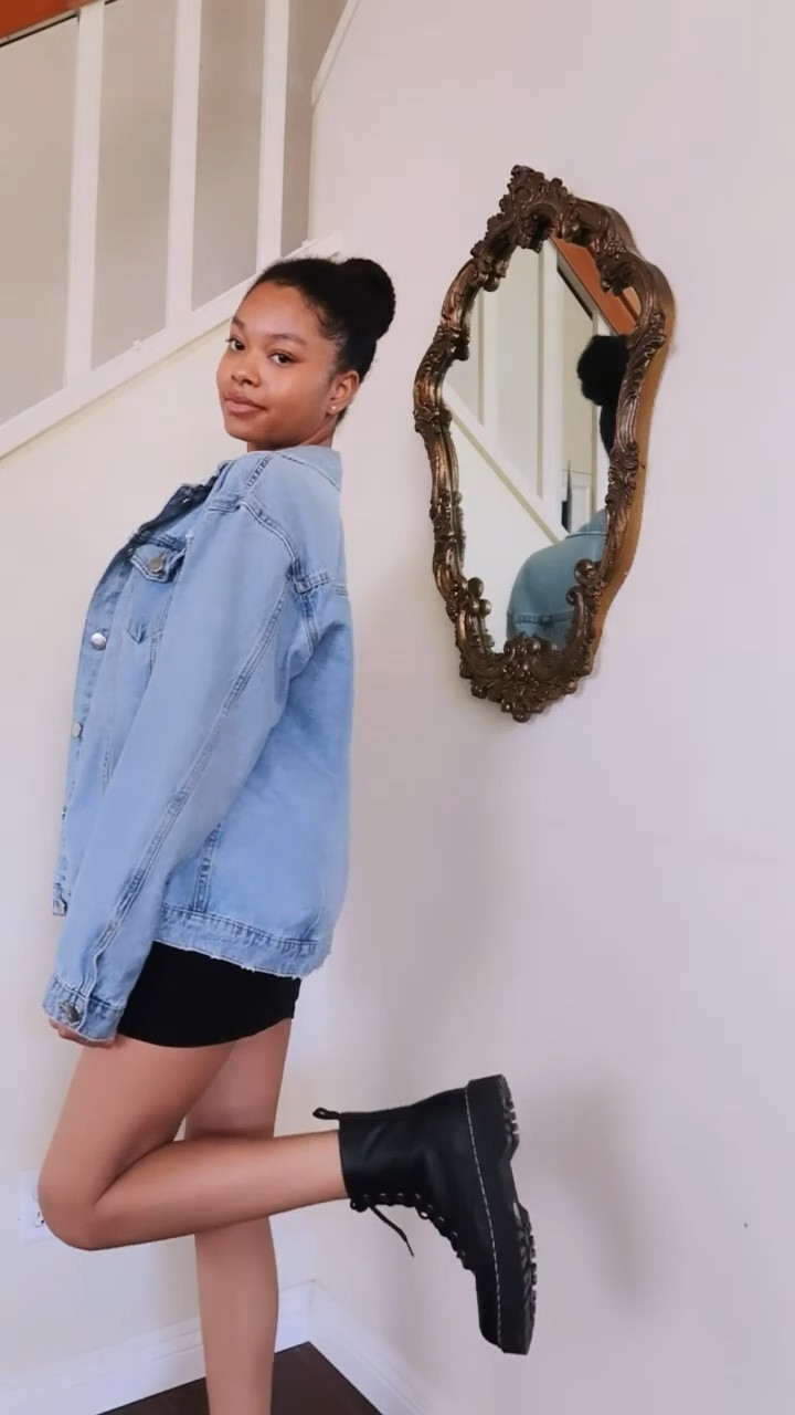 denim jacket, oversized denim jacket, light wash denim jacket, jean jacket, black mini dress, black denim dress, black bodycon dress, black boots, combat boots 

fall outfit, fall fashion

#LTKVideo #LTKstyletip #LTKshoecrush