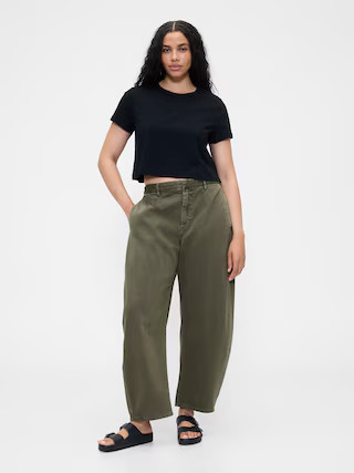 Mid Rise Twill Barrel Pants | Gap (US)