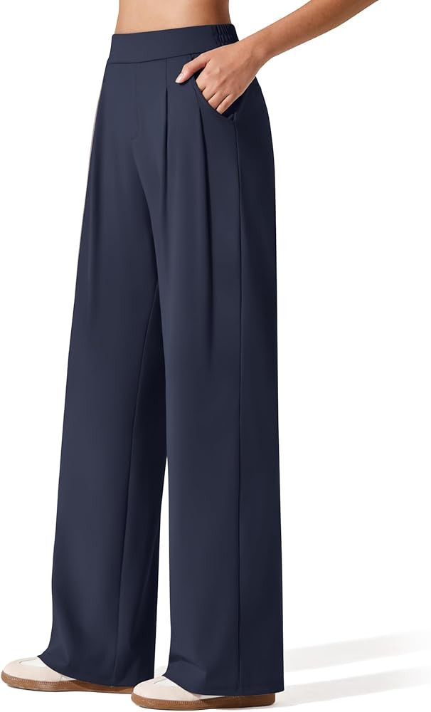 G4Free ShiftReady Women's Wide Leg Dress Yoga Pants with Pockets Two Front Pleated Casual Slack H... | Amazon (US)