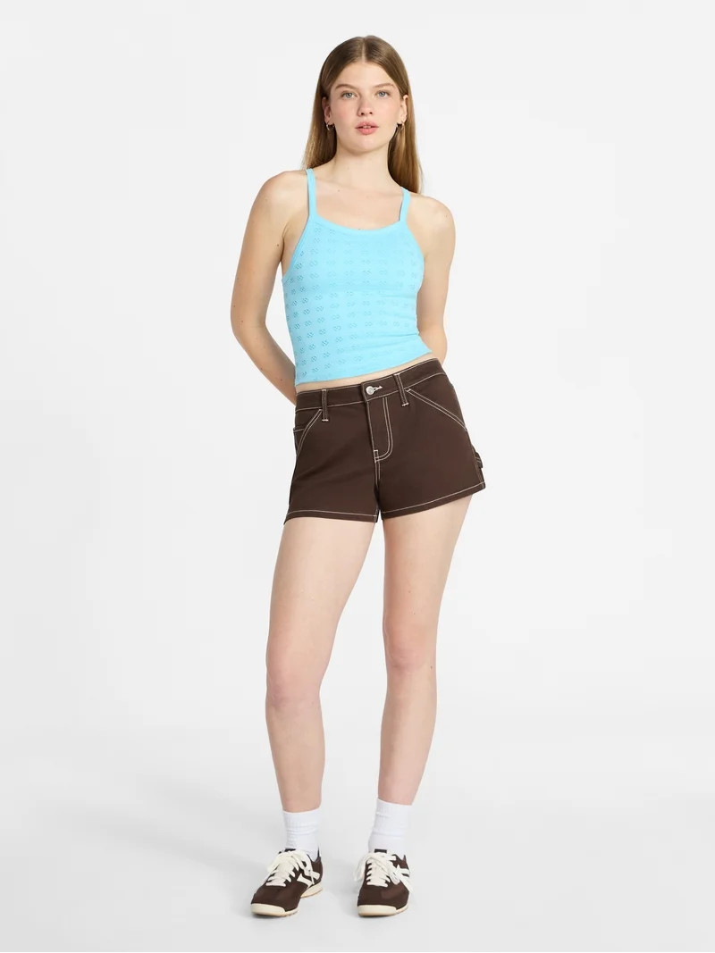 No Boundaries Cropped Textured Stitch Tank Top, Women's XXS-XXL | Walmart (US)