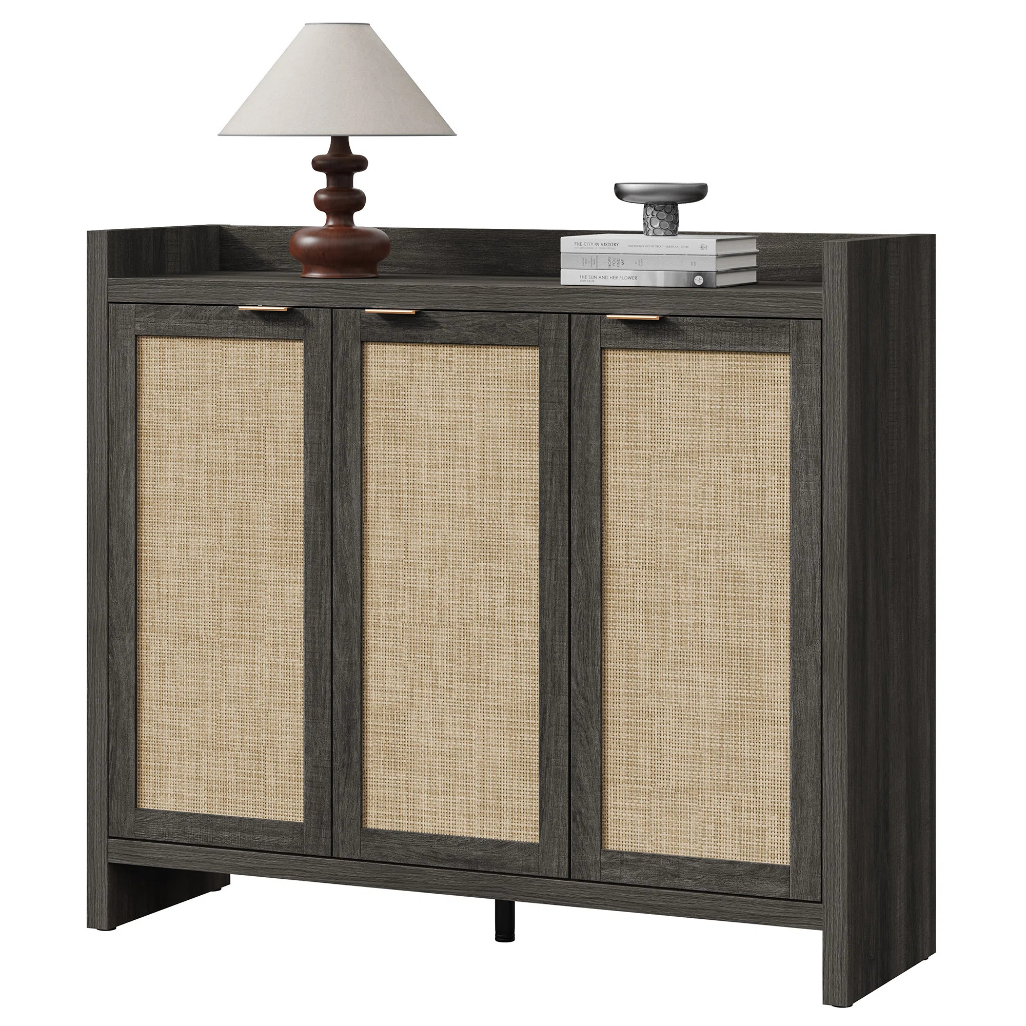 Bay Isle Home\u2122 Chada 30 Pair Rattan Shoe Storage Cabinet With 3 Doors And Adjustable Shelves... | Wayfair North America