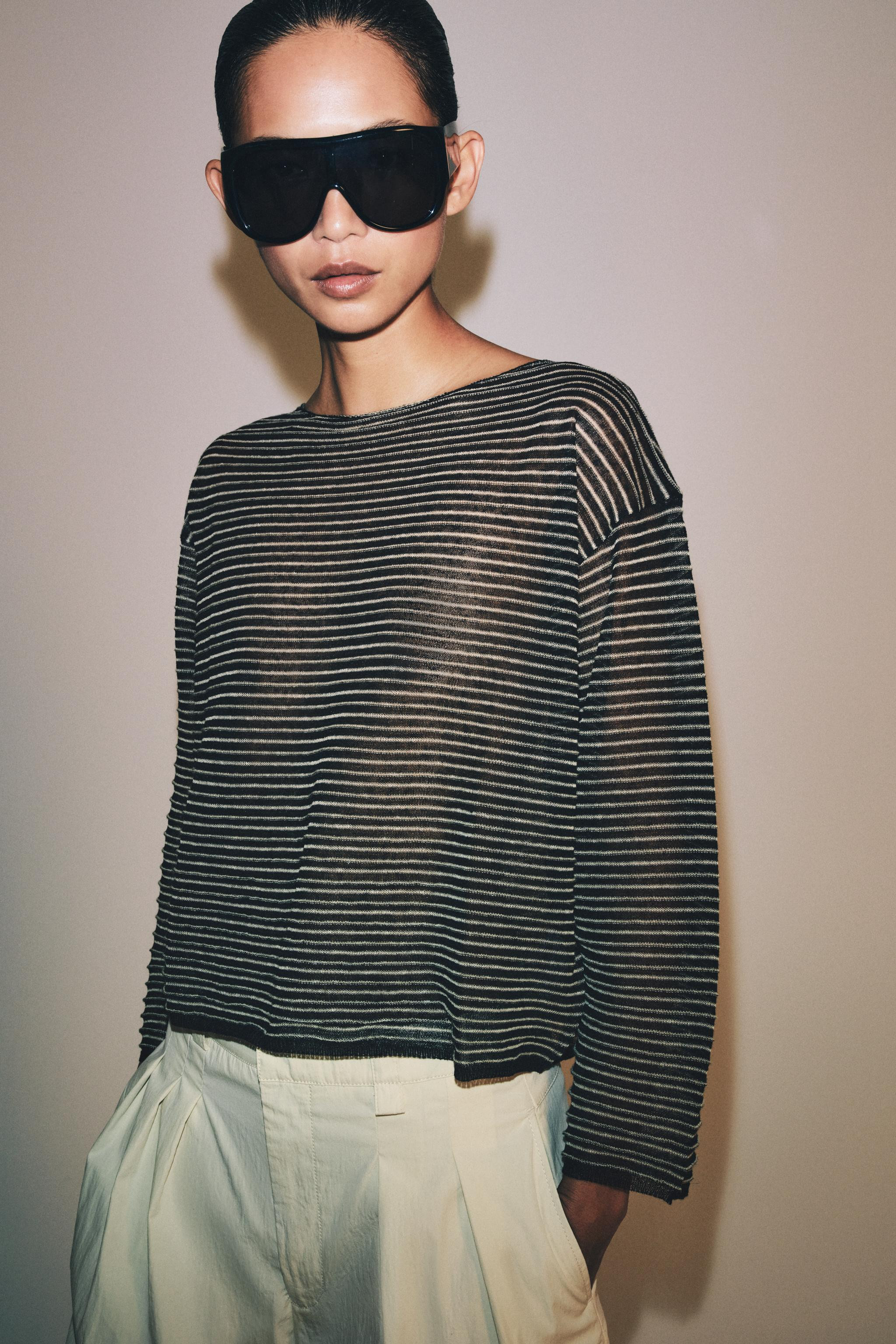 STRIPED FINE KNIT LINEN JUMPER | Zara US