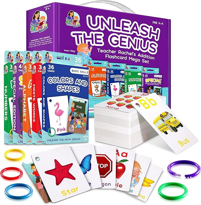 Teacher Rachel's Educational Flash Cards for Toddlers - Set Of 5 184 Cards Pre K-K Mega Flashcard... | Amazon (US)